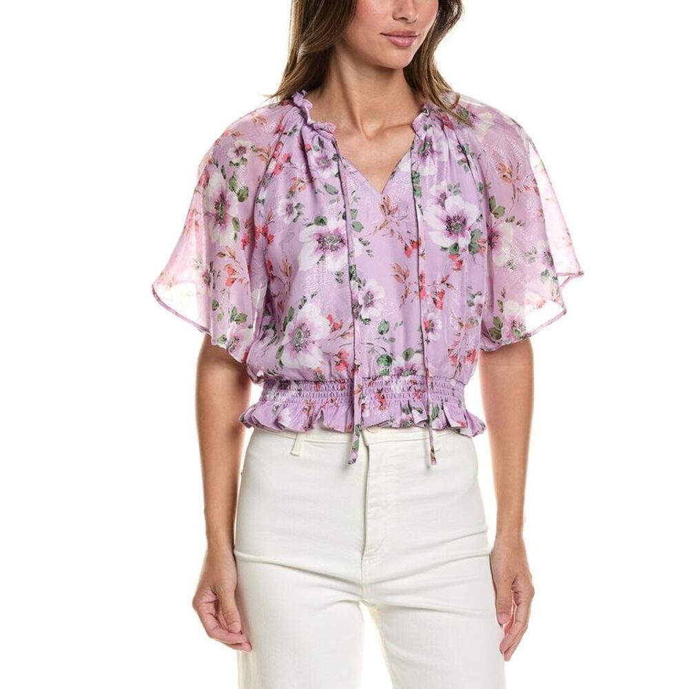 Cece Womens  Ruffle Raglan Top, Purple